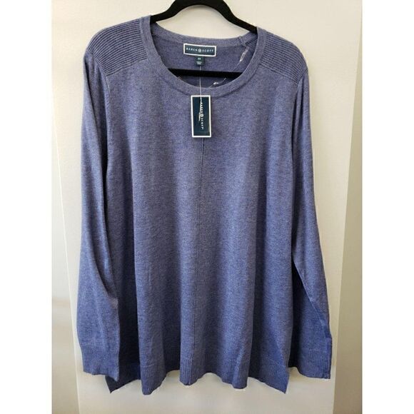 Karen Scott Blue Plus-Size Lightweight Sweater Top - Picture 2 of 5